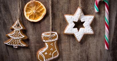 Christmas tree, star, biscuits and dried orange, exploring Christmas traditions resources